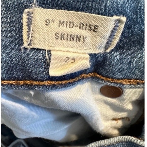 Madewell Mid-Rise 9 Bellachase Blue Distressed Skinny Jeans Sz 25 - Picture 10 of 11